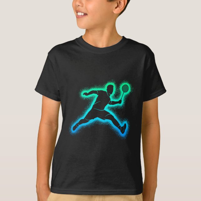 Badminton Player Shuttle Men Boys Badminton Kids  T-Shirt (Front)