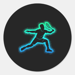 Badminton Player Shuttle Men Kids Badminton Boys  Classic Round Sticker
