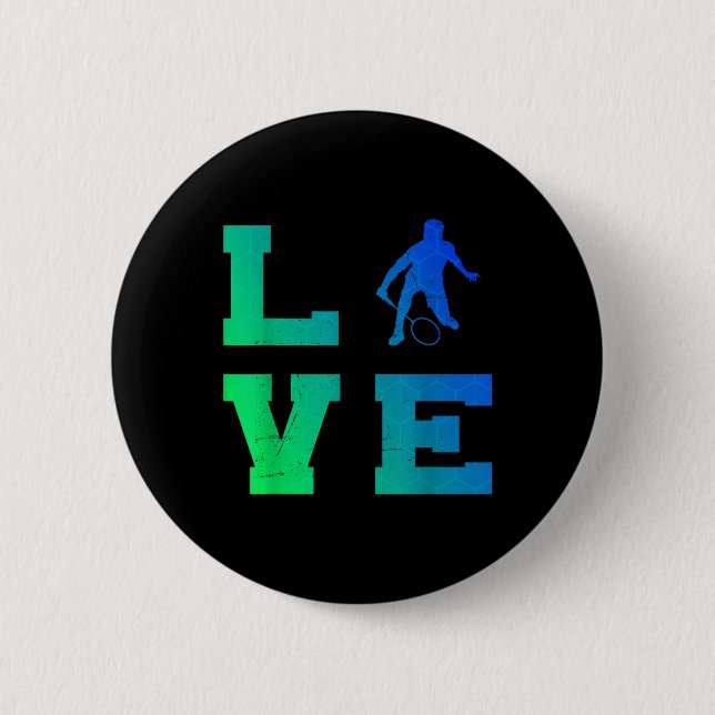 Badminton Player Shuttle Squash Mens Badminton  6 Cm Round Badge (Front)