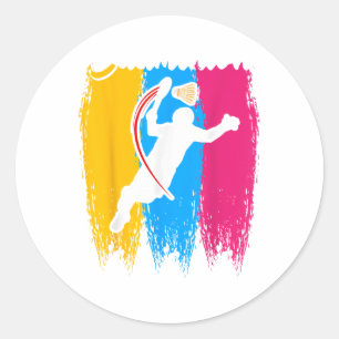 Badminton Player Shuttle Time Smash Rackets Lover Classic Round Sticker
