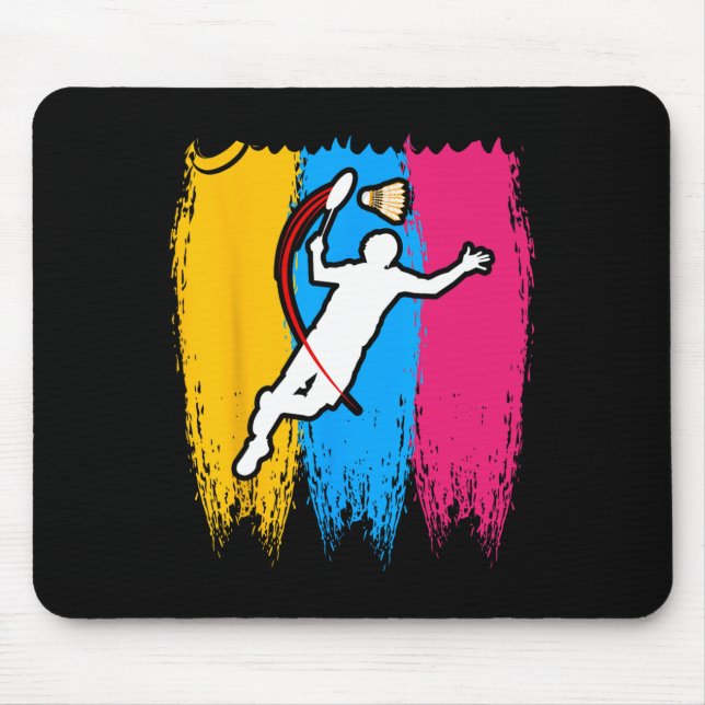 Badminton Player Shuttle Time Smash Rackets Lover  Mouse Mat (Front)