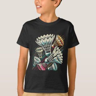 Badminton Player Shuttle Vibrant Design T-Shirt