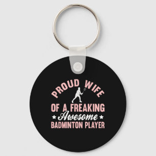 Badminton Player Shuttle Wife Key Ring
