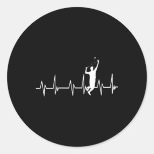 Badminton Player Smash Birdie Kids Men Women Classic Round Sticker