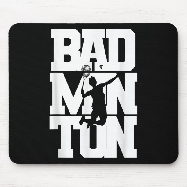 Badminton Player Smashing Shuttle Birdie Badminton Mouse Mat (Front)