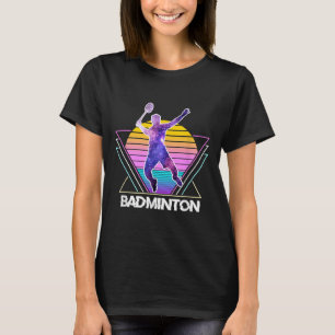 Badminton Player Sports Retro Vintage Vaporwave 90 T-Shirt