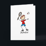 Badminton Player T-shirts and Gifts Card<br><div class="desc">Badminton Player T-shirts,  mugs,  keepsakes,  cards,  stickers,  pillows,  journals,  magnets,  keychains,  and other badminton apparel and gifts with a stick figure badminton player with racquet and shuttlecock.</div>
