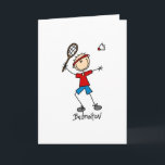 Badminton Player T-shirts and Gifts Card<br><div class="desc">Badminton Player T-shirts,  mugs,  keepsakes,  cards,  stickers,  pillows,  journals,  magnets,  keychains,  and other badminton apparel and gifts with a stick figure badminton player with racquet and shuttlecock.</div>