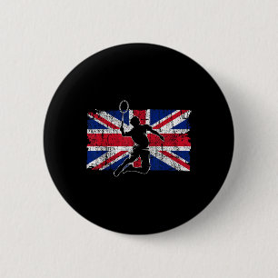 Badminton Player Union Jack Great Britain Uk Briti 6 Cm Round Badge