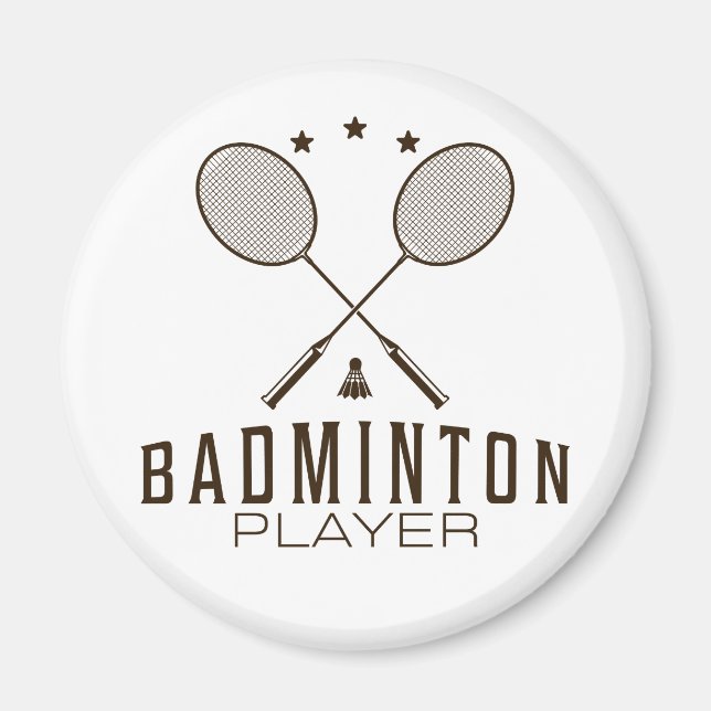 Badminton Player with Rackets Minimalist Magnet (Front)