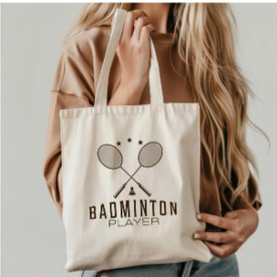 Badminton Player with Rackets Minimalist Tote Bag