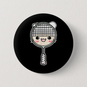 Badminton Racket Cartoon Face Shuttle Player  6 Cm Round Badge