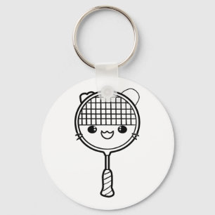 Badminton Racket Cartoon Look Shuttle Game Key Ring