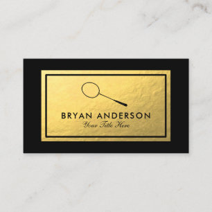 Badminton Racket - Faux Gold Foil Business Card