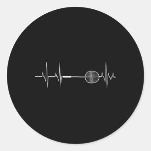 Badminton Racket Heartbeat Funny Player Gift Shirt Classic Round Sticker