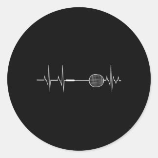 Badminton Racket Heartbeat Funny Player Gift Shirt Classic Round Sticker