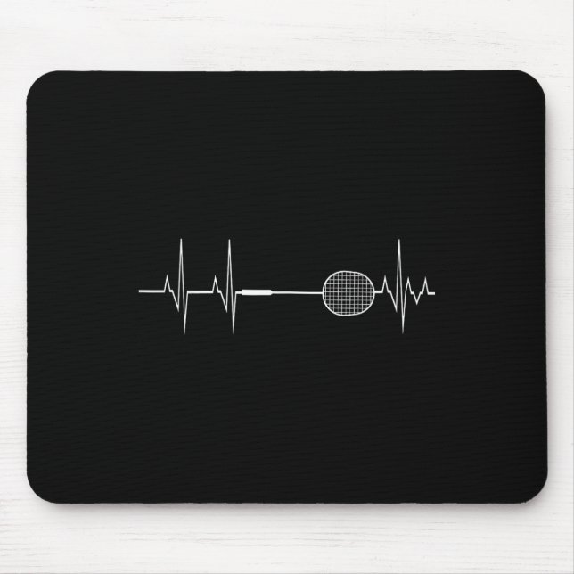 Badminton Racket Heartbeat Funny Player Gift Shirt Mouse Mat (Front)
