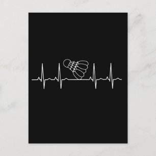 Badminton Racket Heartbeat Postcard