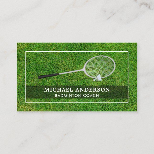 Badminton Racket Shuttlecock Professional Coach Business Card (Front)