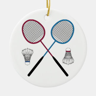 Badminton Rackets Birdies Shuttlecocks Ceramic Tree Decoration
