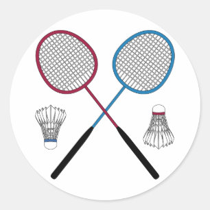 Badminton Rackets Birdies Shuttlecocks Classic Round Sticker