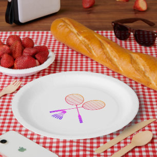 Badminton Rackets Shuttlecock Birdie Ombre    Paper Plate
