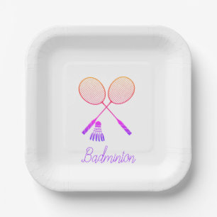 Badminton Rackets Shuttlecock Birdie Ombre   Paper Plate