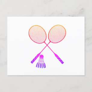 Badminton Rackets Shuttlecock Birdie Ombre Postcard