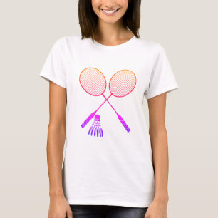 Badminton Rackets Shuttlecock Birdie Ombre  T-Shirt
