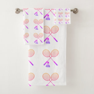 Badminton Rackets Shuttlecock Birdie Pattern   Bath Towel Set