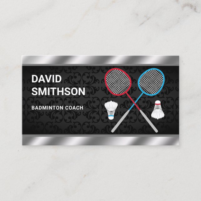 Badminton Rackets Shuttlecock Professional Coach Business Card (Front)