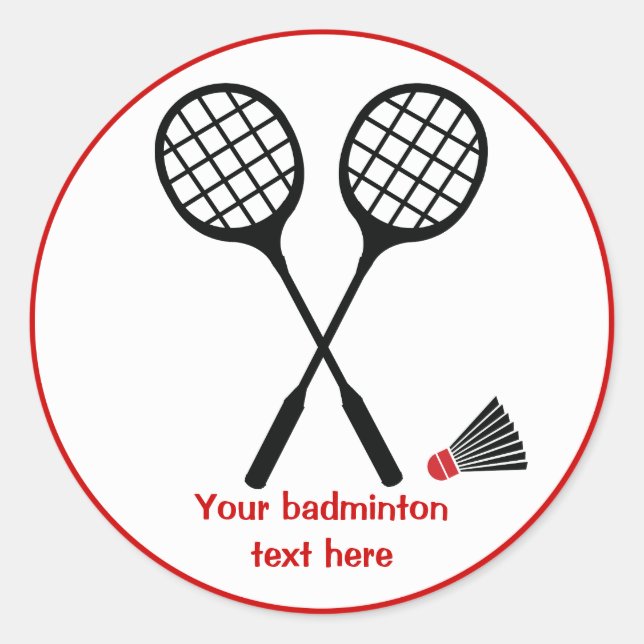 Badminton racquet and shuttlecock custom classic round sticker (Front)