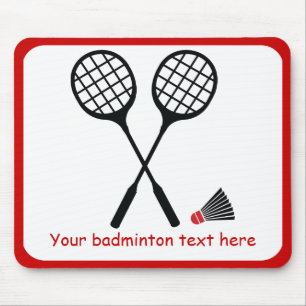 Badminton racquet and shuttlecock custom mouse mat