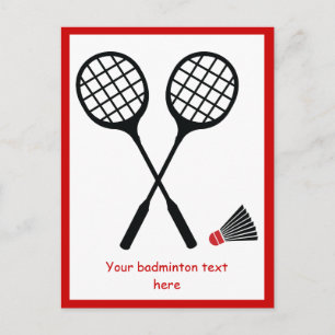 Badminton racquet and shuttlecock vertical postcard