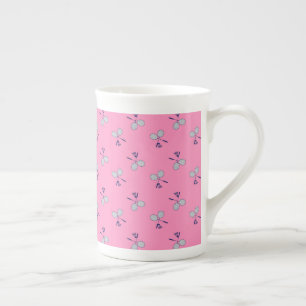 Badminton Racquet Pattern Pink Bone China Mug