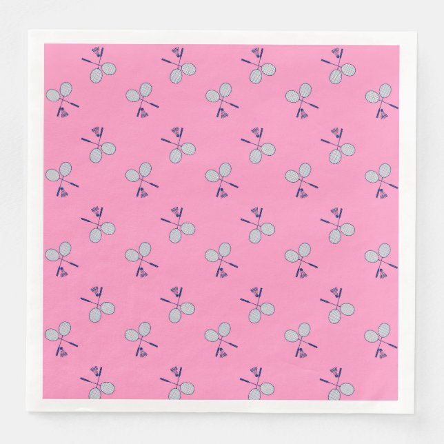 Badminton Racquet Pattern Pink Napkin (Front)