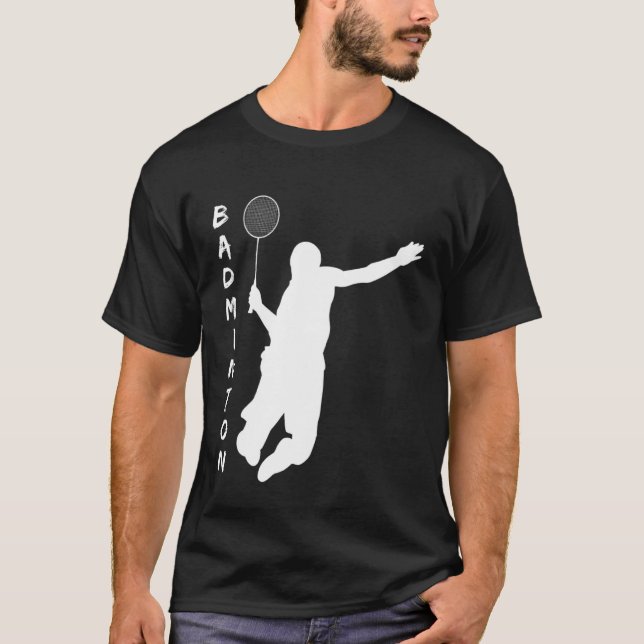 Badminton Racquet Sport Man Boy Strokes T-Shirt (Front)