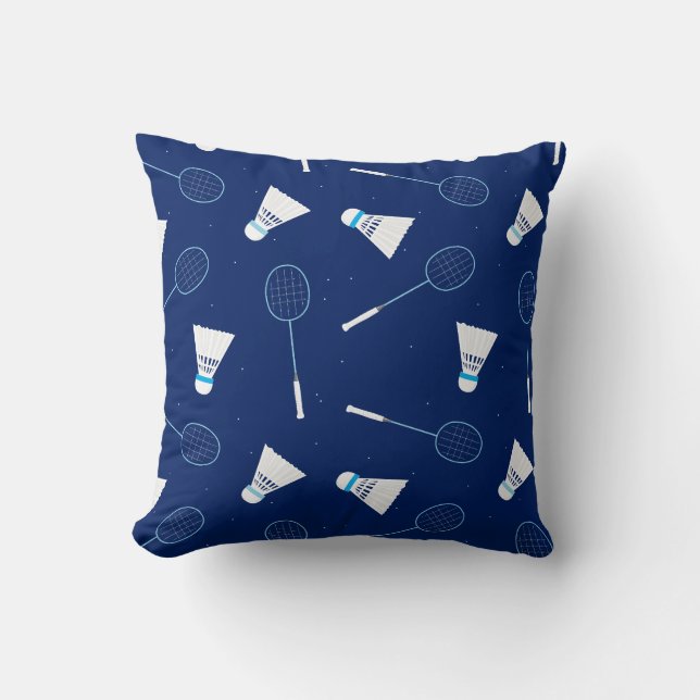 Badminton Racquets and Shuttlecocks Pattern Cushion (Front)