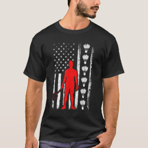 Badminton Retro American Flag Badminton 4th Of Jul T-Shirt