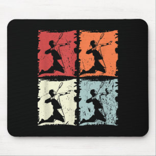 Badminton Retro Badminton Player, Shuttle Mouse Mat