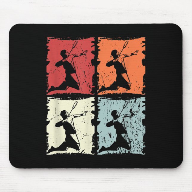 Badminton Retro Badminton Player, Shuttle  Mouse Mat (Front)