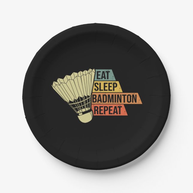 Badminton Retro Vintage Paper Plate (Front)