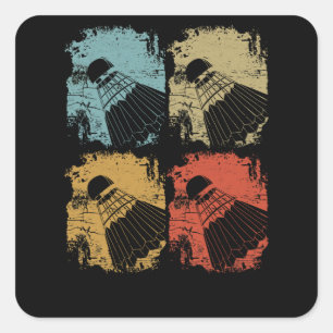 Badminton Retro Vintage Square Sticker