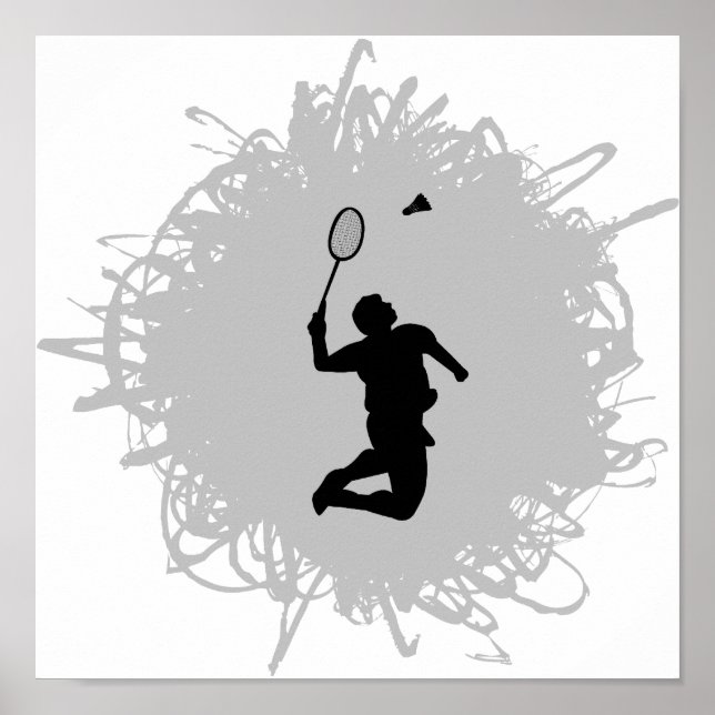 Badminton Scribble Style Poster (Front)