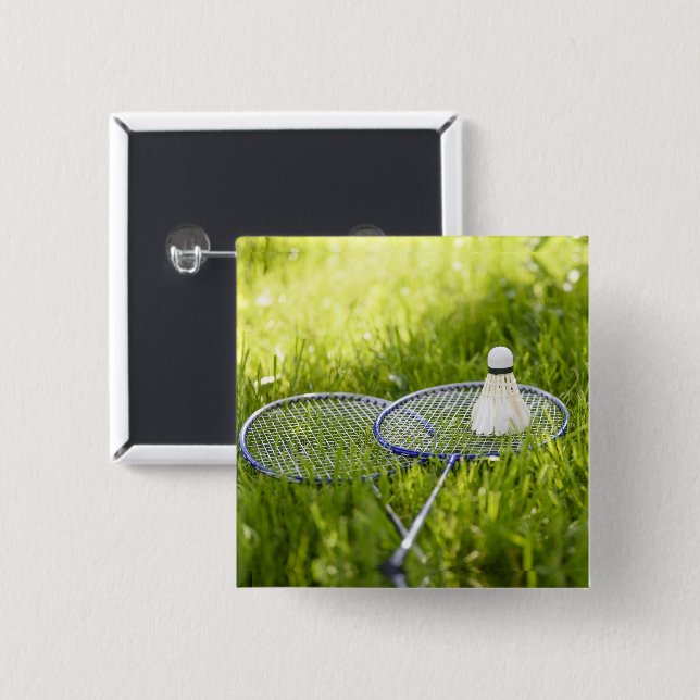 Badminton Set to Go 15 Cm Square Badge (Front & Back)