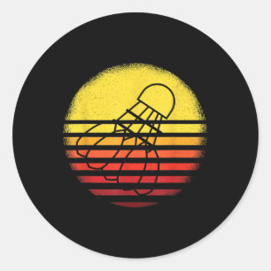 Badminton Shirt Vintage Sunset Retro Badminton Pla Classic Round Sticker