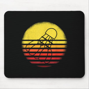 Badminton Shirt Vintage Sunset Retro Badminton Pla Mouse Mat