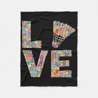 Badminton Shuttle Ball Love Flowers  Fleece Blanket
