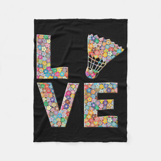 Badminton Shuttle Ball Love Flowers  Fleece Blanket (Front)