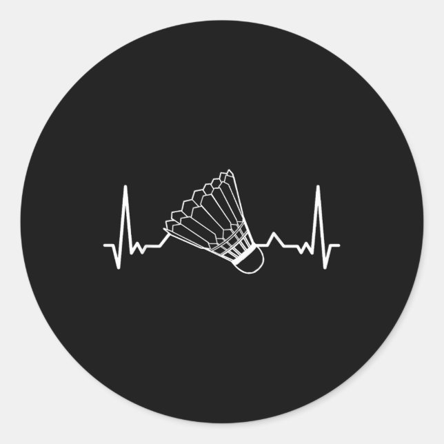 Badminton Shuttle Court Game Sport Heartbeat Badmi Classic Round Sticker (Front)